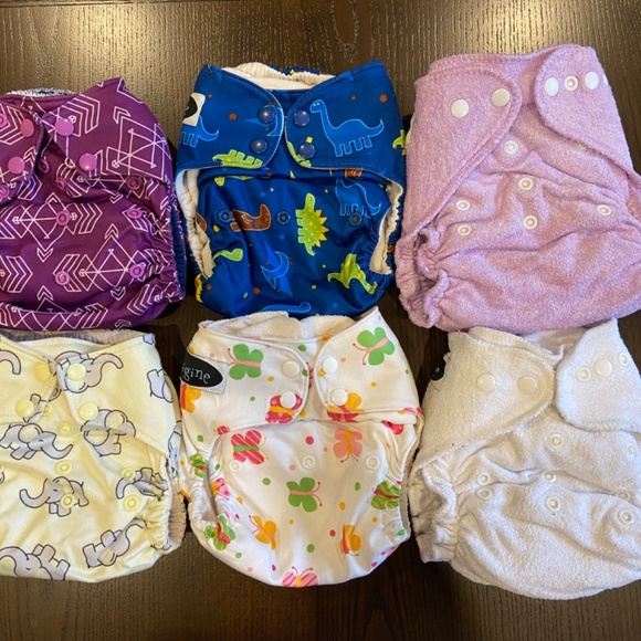Imagine | Cloth Diaper | Starter Bundle 6 Diaper, Wet Bag, Inserts, Liners | EUC - Picture 2 of 4